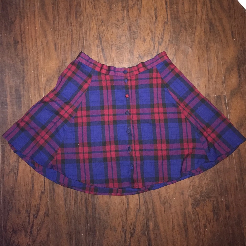 Button up plaid skirt